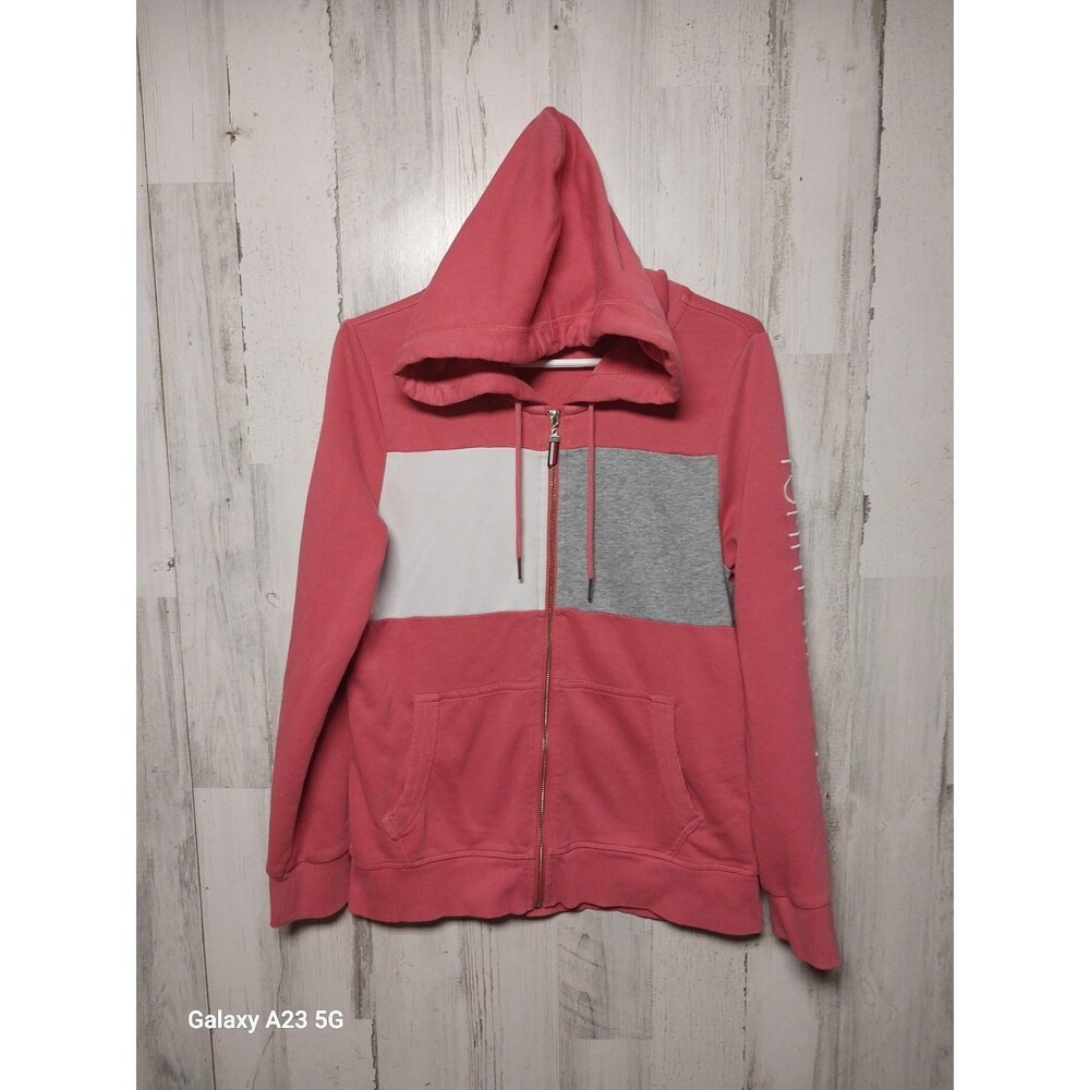 Tommy Hilfiger Women's Medium Pink Spellout Full Zip Hoodie